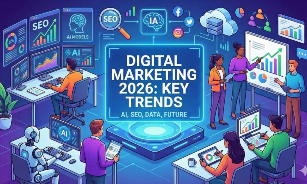 Top social media marketing trends to follow in 2026, including AI, video, influencer marketing, and social commerce.